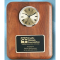 Walnut Round Edge Solid Wood Plaque w/ Clock (12"x15")